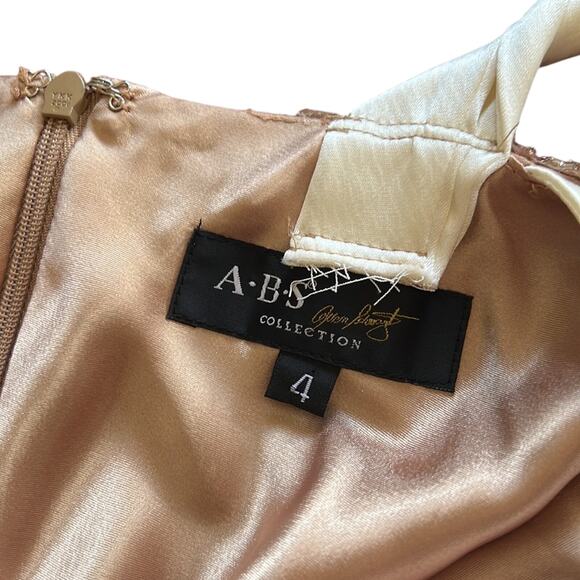 ABS Allen Schwartz Size 4 Satin & Chiffon Special Occasion Dress Beaded Party - Picture 7 of 15